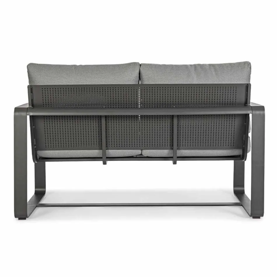 2 Seater Outdoor Sofa in Aluminium with Fabric Cushions - Mirea Viadurini