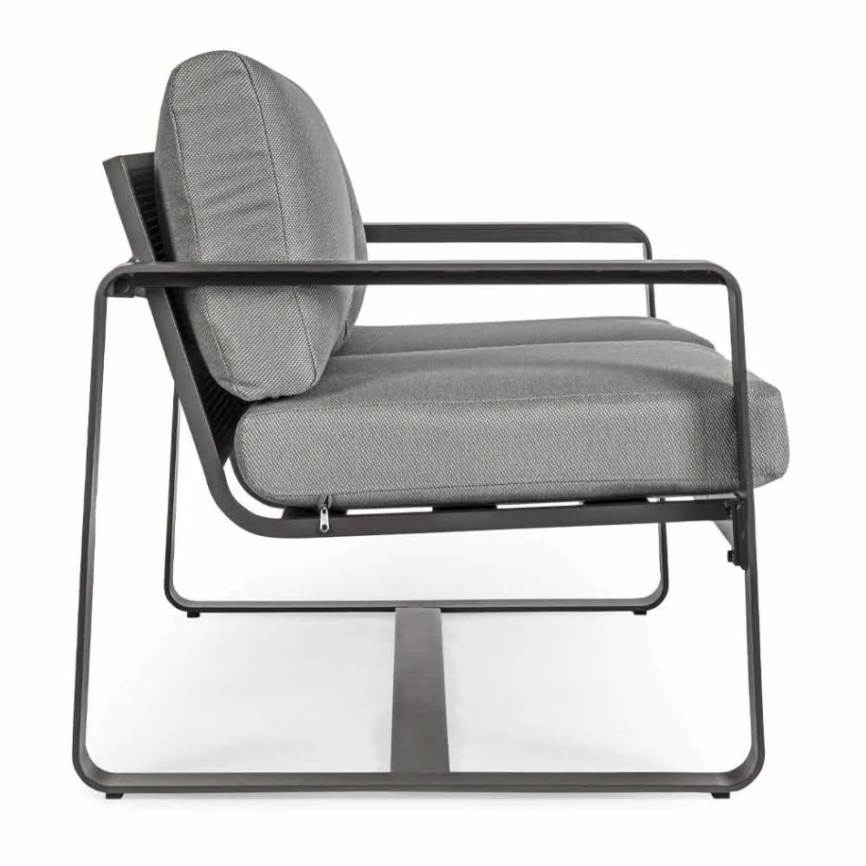 2 Seater Outdoor Sofa in Aluminium with Fabric Cushions - Mirea Viadurini