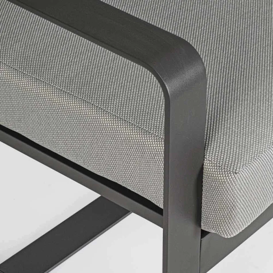 2 Seater Outdoor Sofa in Aluminium with Fabric Cushions - Mirea Viadurini