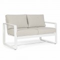 2 Seater Outdoor Sofa in Aluminium with Fabric Cushions - Mirea