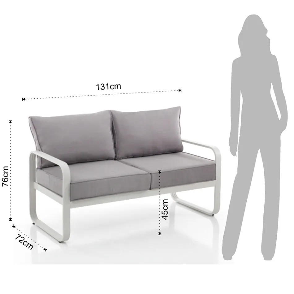 2-Seater Outdoor Sofa in Aluminium and Cushions Covered in Polyester - Avoir Viadurini