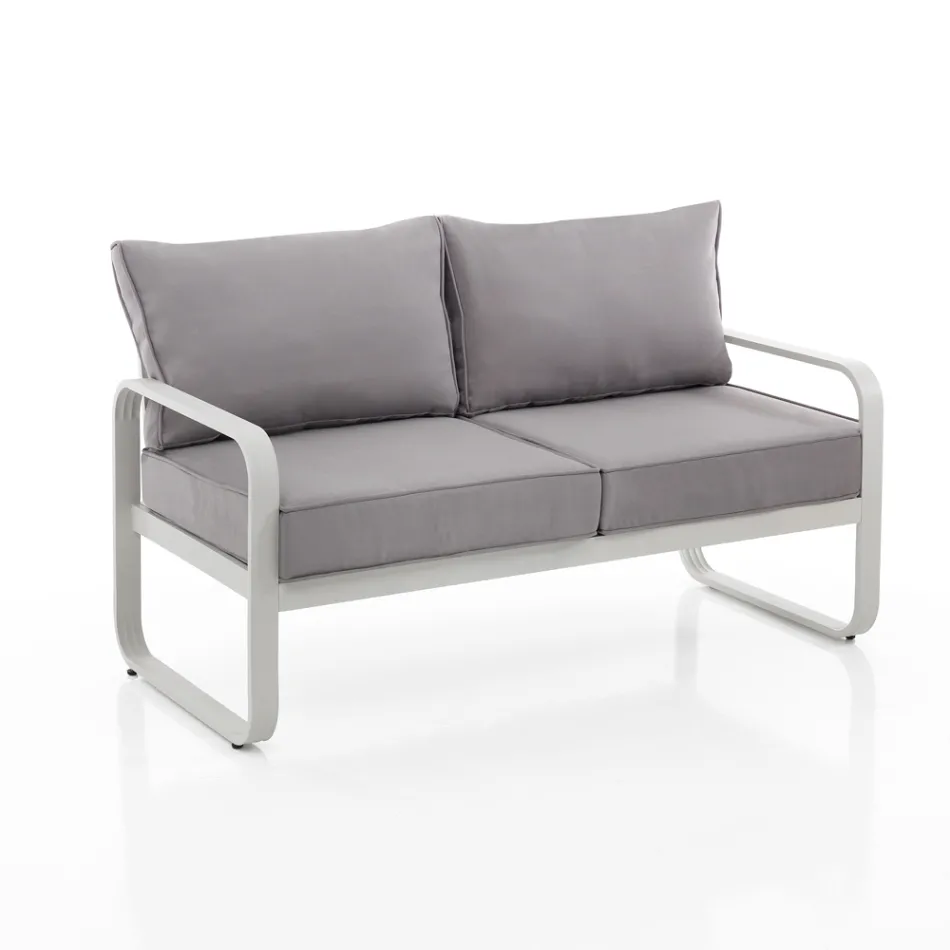 2-Seater Outdoor Sofa in Aluminium and Cushions Covered in Polyester - Avoir Viadurini