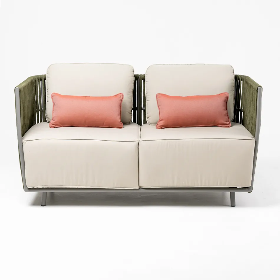 2 Seater Outdoor Sofa in Aluminium and Weaving - Eugene Viadurini