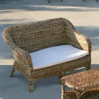 2-Seater Outdoor Sofa in Natural Banana Weaving and Ecru Cushion - Dish Viadurini