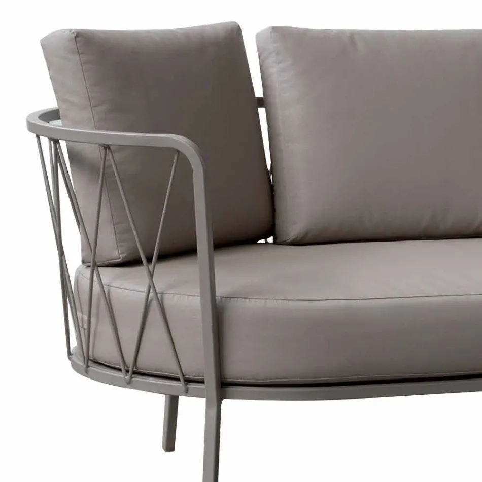 2 Seater Outdoor Sofa in Metal and Fabric with Cushions Made in Italy - Olma Viadurini
