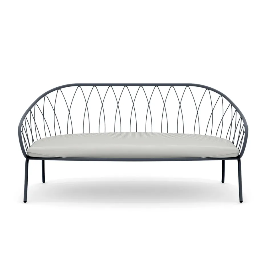 2 Seater Garden Sofa in Metal and Cushion Made in Italy - Fontana Viadurini