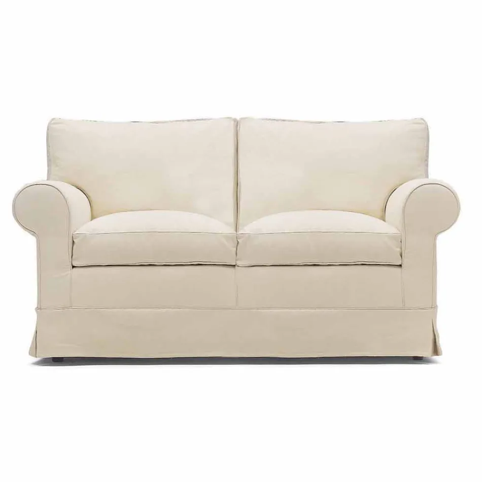 2 Seater Sofa Upholstered and Covered in Fabric Made in Italy - Andromeda Viadurini