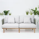 2 Seater Sofa in Teak, Rope Weaving and Cushions - Bellatrix Viadurini