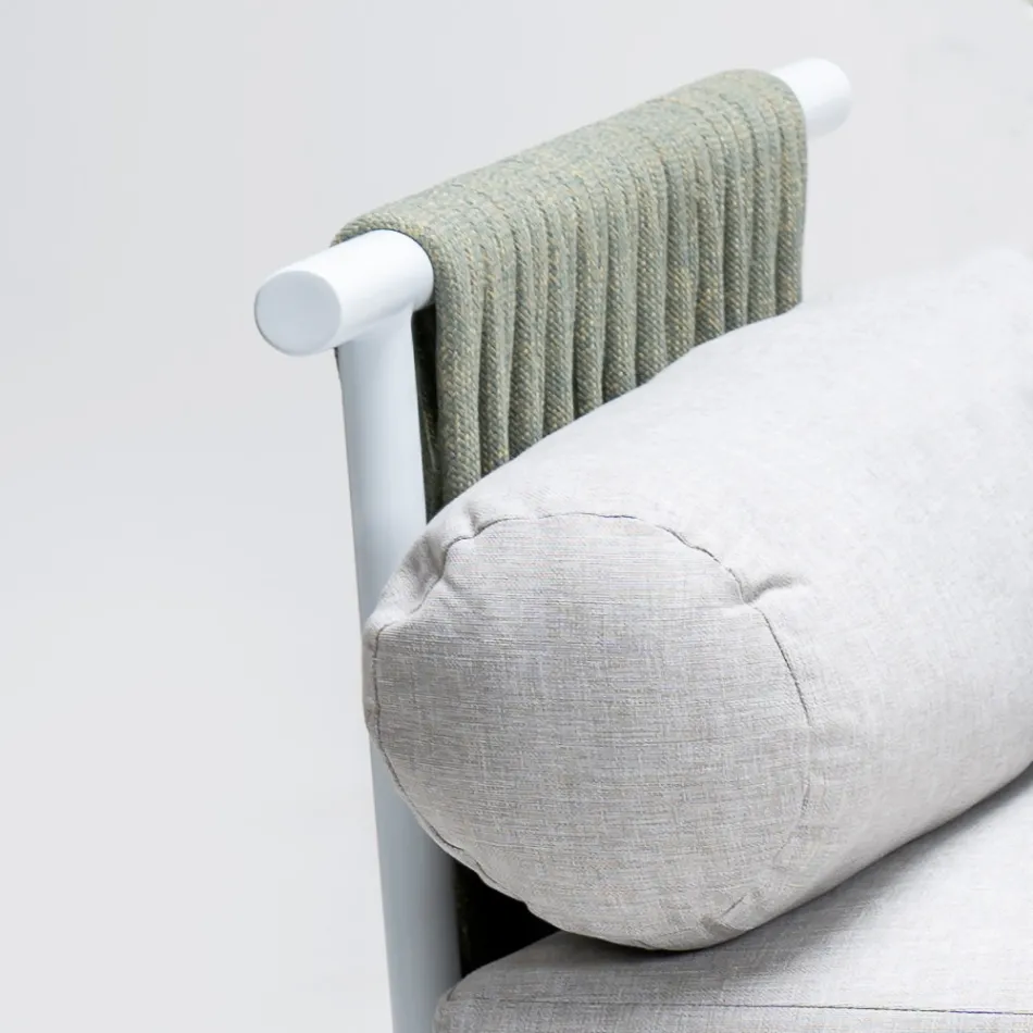 2 Seater Sofa in Teak, Rope Weaving and Cushions - Bellatrix Viadurini