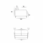 Sofa 2 seats maxi L.165cm faux leather / fabric made in Italy Erica Viadurini