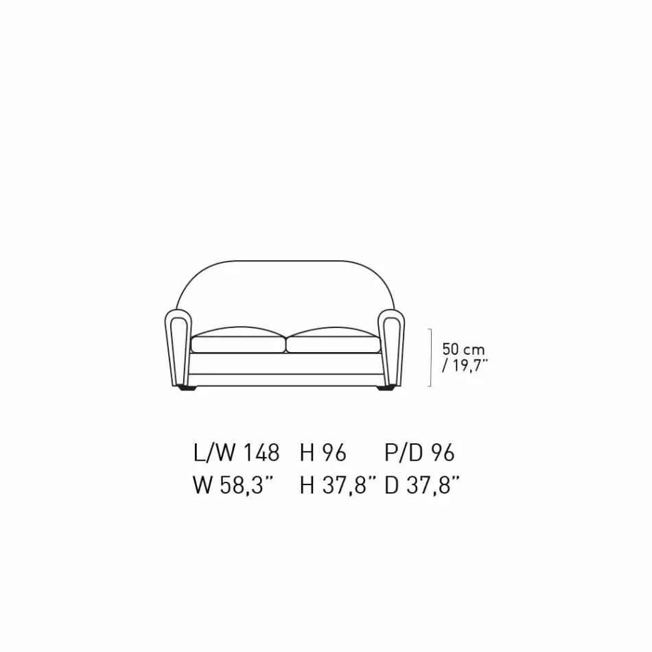 2 Seater Sofa Covered in Leather with Lacquered Feet Made in Italy - Pegolo Viadurini