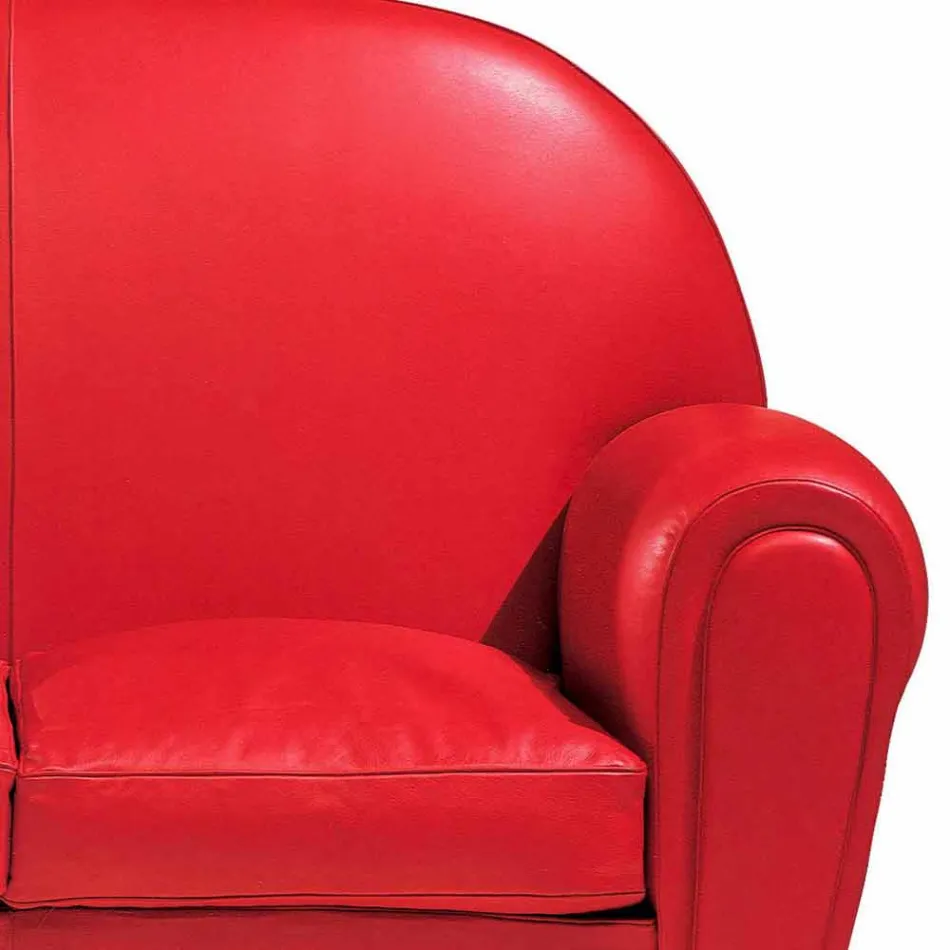 2 Seater Sofa Covered in Leather with Lacquered Feet Made in Italy - Pegolo Viadurini