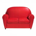 2 Seater Sofa Covered in Leather with Lacquered Feet Made in Italy - Pegolo