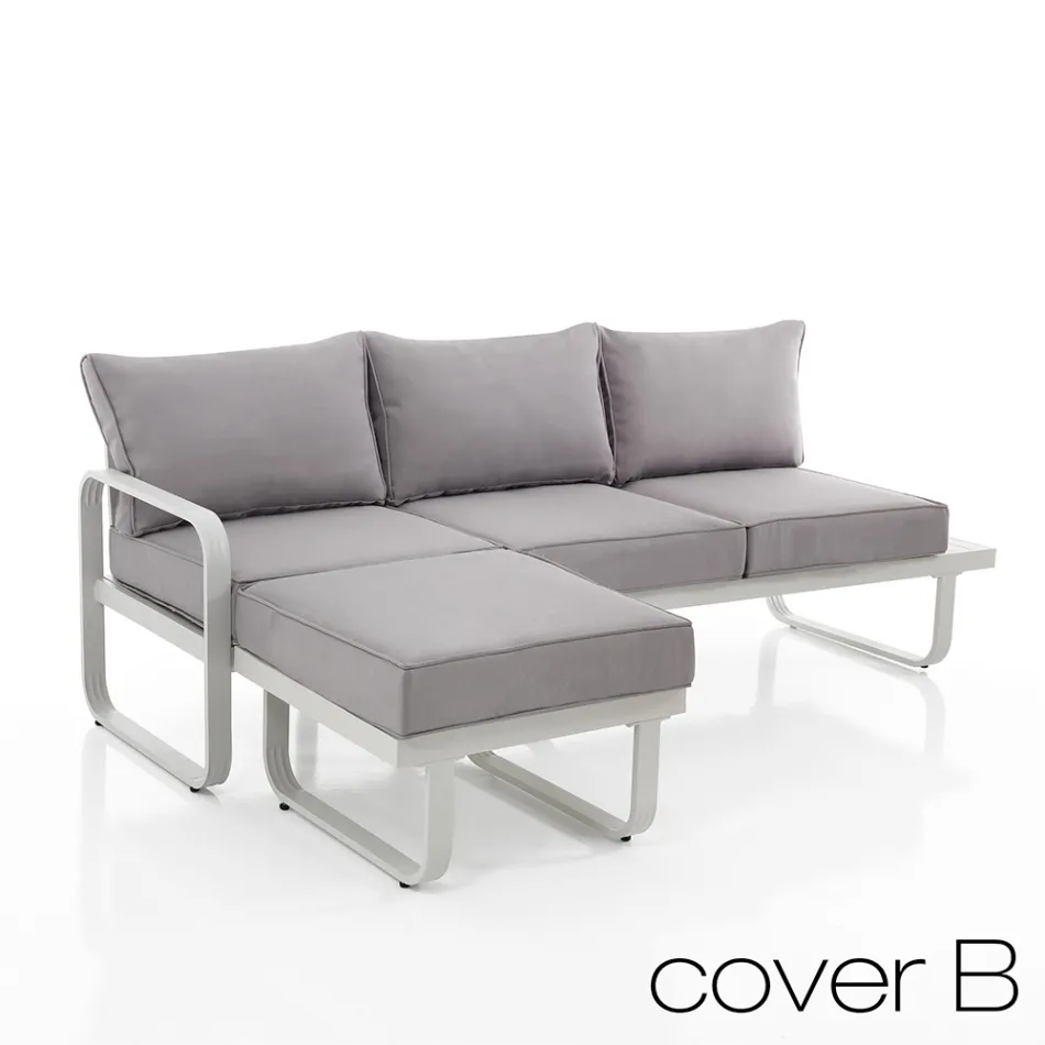 3 Seater Sofa with Outdoor Pouf Supplied with 2 Covers - Partir Viadurini