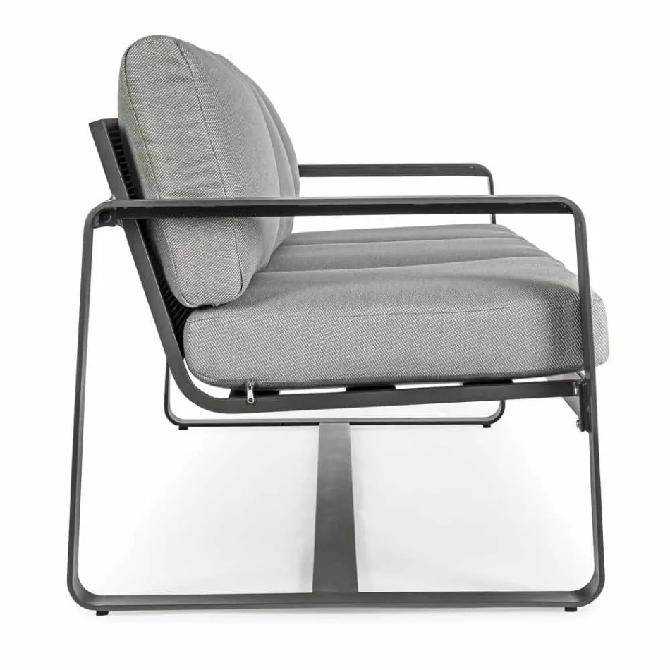 3 Seater Outdoor Sofa with Back Cushions and Seat in Fabric - Mirea Viadurini