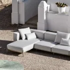 3 Seater Outdoor Sofa in Aluminium with Pouf and Chaise Longue - Filomena Viadurini