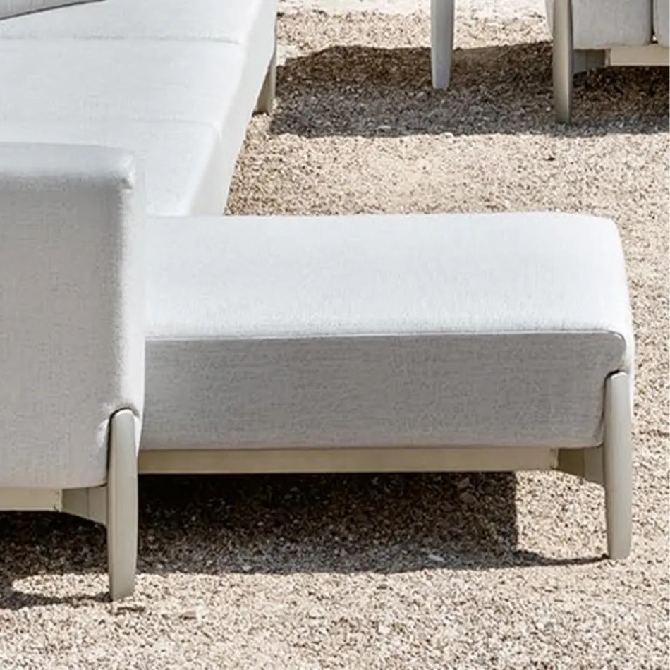 3 Seater Outdoor Sofa in Aluminium with Pouf and Chaise Longue - Filomena Viadurini