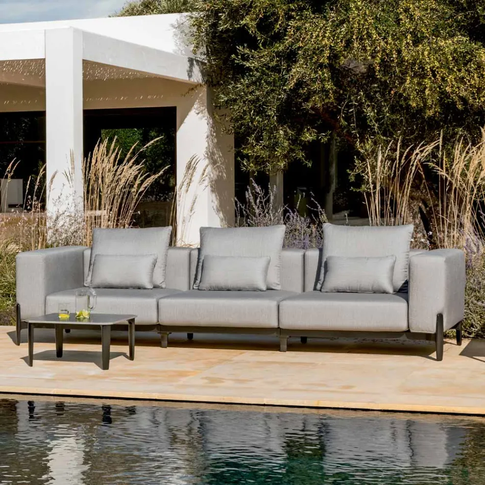 3-Seater Outdoor Sofa in Aluminium and High Quality Fabric - Filomena Viadurini