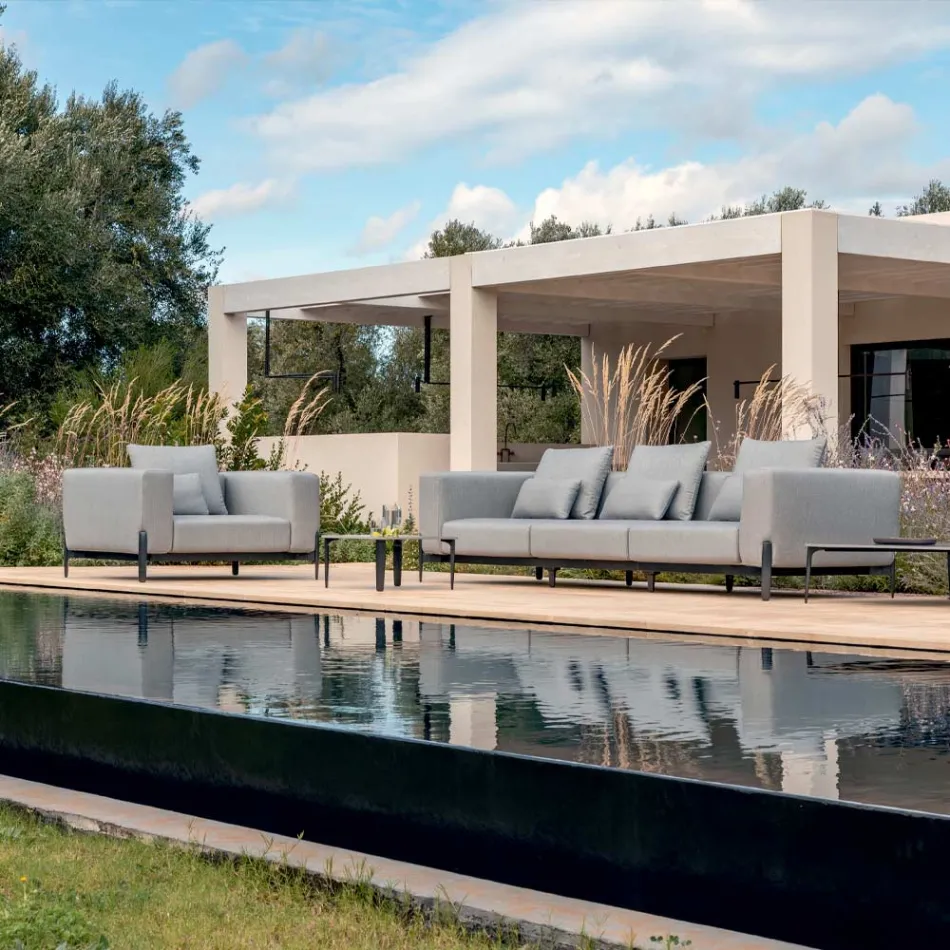 3-Seater Outdoor Sofa in Aluminium and High Quality Fabric - Filomena Viadurini