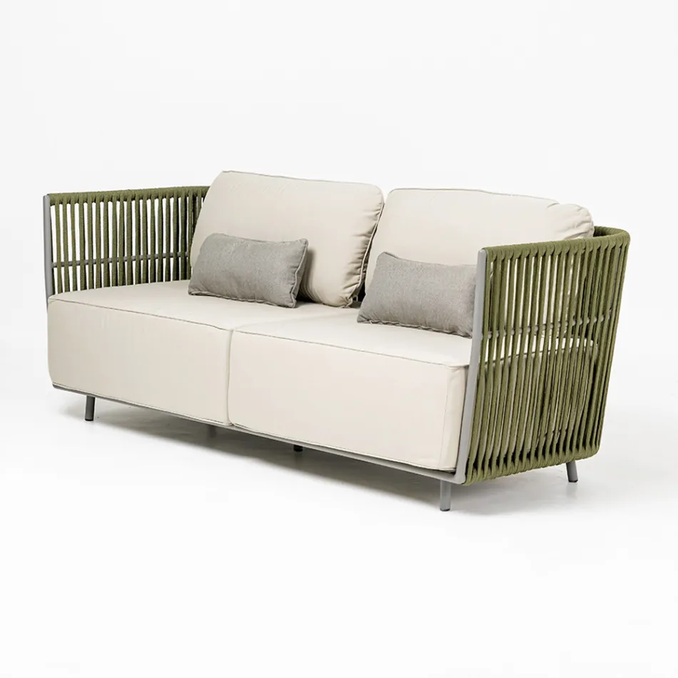 3 Seater Outdoor Sofa in Aluminium and Weaving - Eugene Viadurini