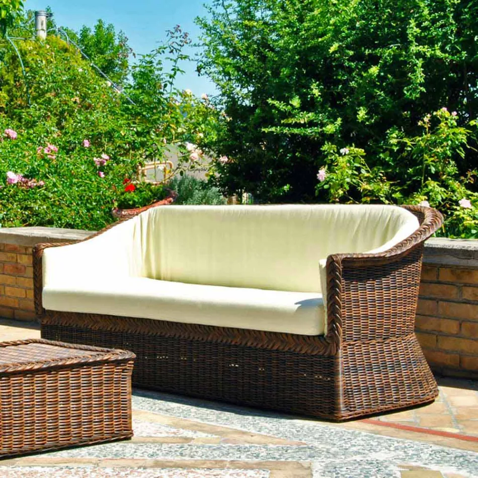 3 seater outdoor polyethylene braided in Oslo hand Viadurini