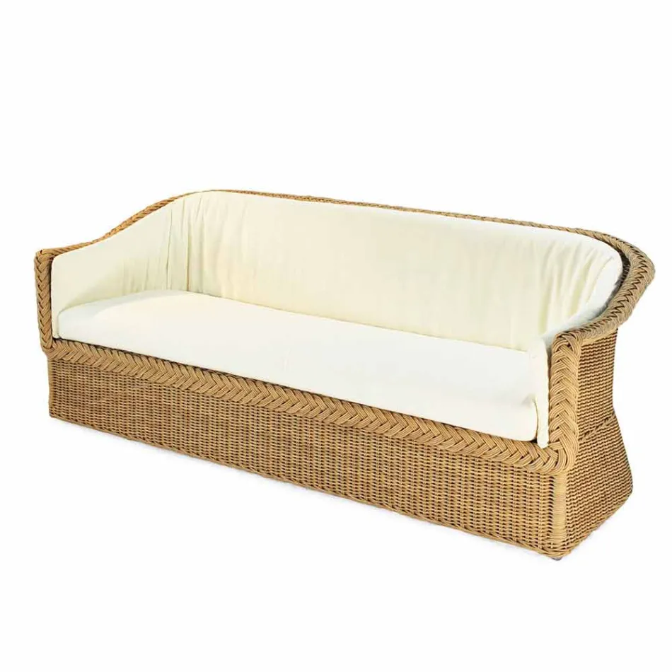 3 seater outdoor polyethylene braided in Oslo hand Viadurini