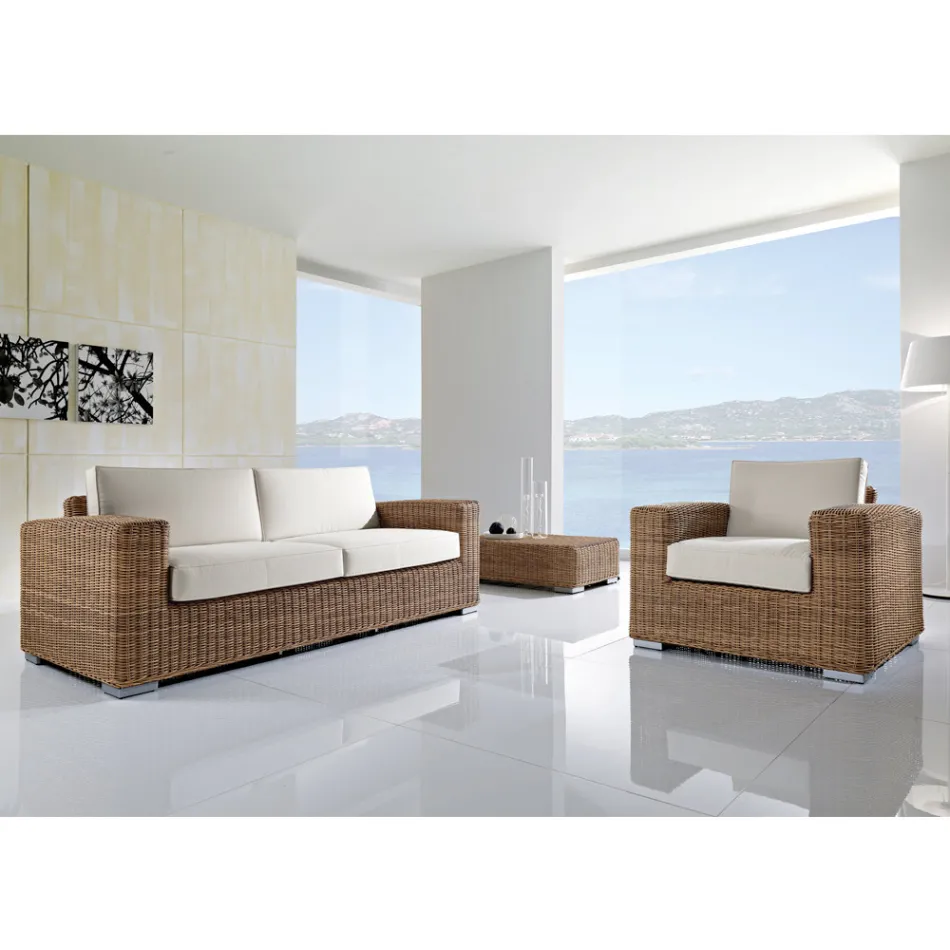 3 Seater Garden Sofa in Hand Woven Polyrattan - Yoko Viadurini