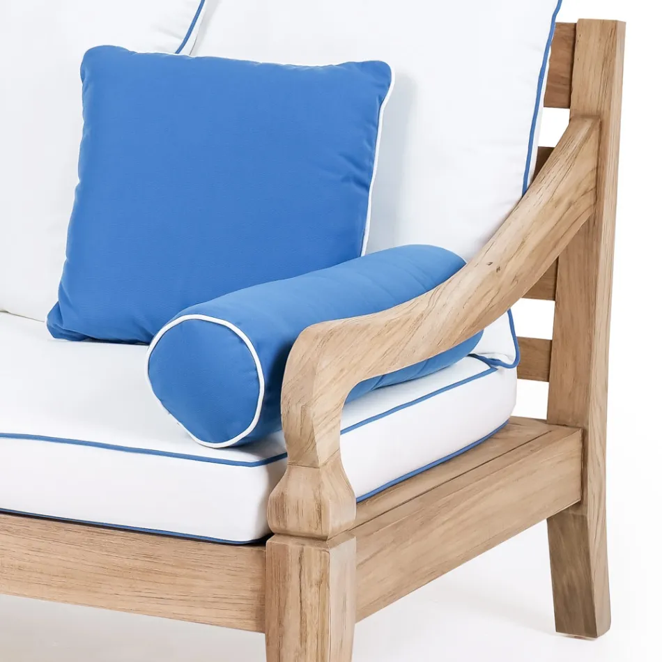 3 Seater Garden Sofa in Brushed Natural Teak - Artes Viadurini