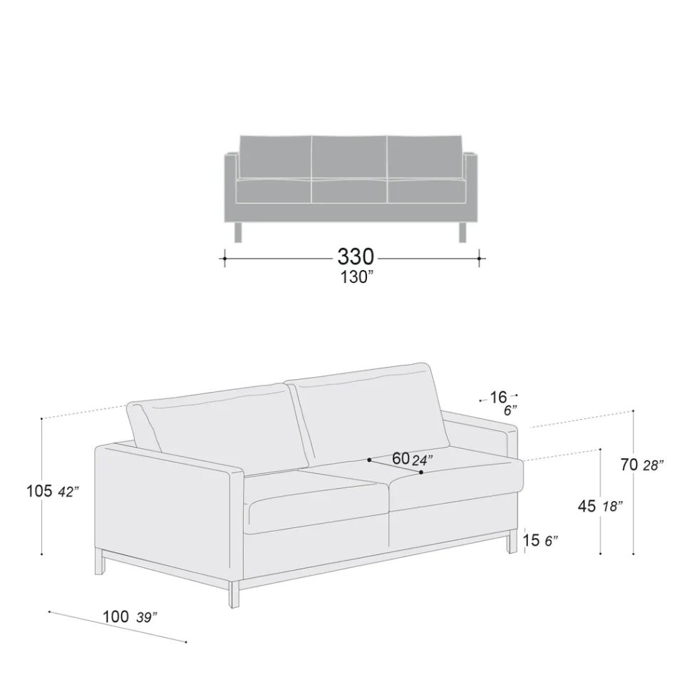 3-Seater Lounge Sofa in Leather, Wood and Metal Made in Italy - Bizzarro Viadurini