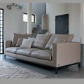 3-Seater Lounge Sofa in Leather, Wood and Metal Made in Italy - Bizzarro