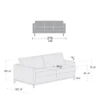 3-Seater Lounge Sofa in Leather, Wood and Metal Made in Italy - Bizzarro Viadurini