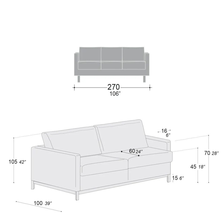 3-Seater Lounge Sofa in Leather, Wood and Metal Made in Italy - Bizzarro Viadurini