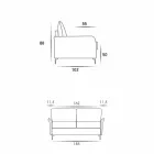 3-seater design sofa L.185cm fabric / eco-leather made in Italy Erica Viadurini