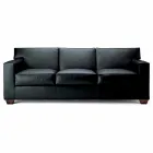 3 Seater Sofa Covered in Leather with Walnut Feet Made in Italy - Alessandria Viadurini