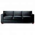 3 Seater Sofa Covered in Leather with Walnut Feet Made in Italy - Alessandria