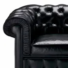 3 Seater Sofa Upholstered in Leather with Lacquered Feet Made in Italy - Idra Viadurini