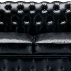 3 Seater Sofa Upholstered in Leather with Lacquered Feet Made in Italy - Idra Viadurini
