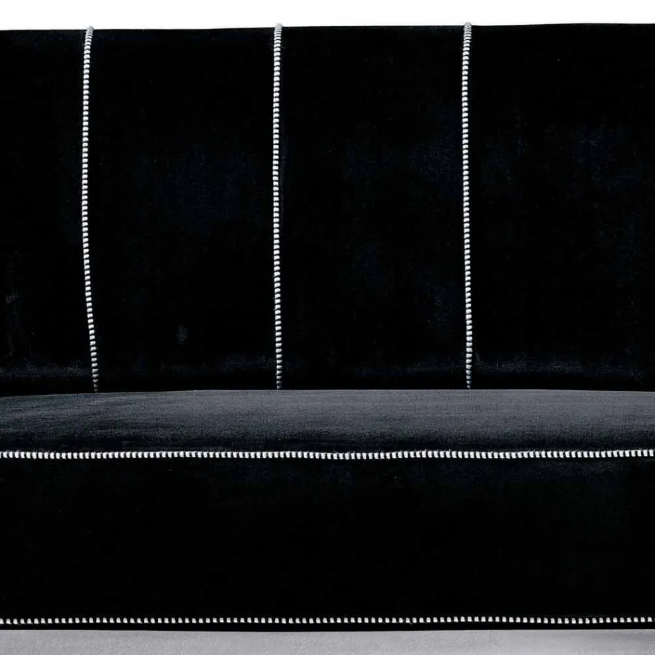 3 Seater Sofa Upholstered in Velvet with White Stitching Made in Italy - Caster Viadurini