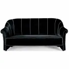 3 Seater Sofa Upholstered in Velvet with White Stitching Made in Italy - Caster Viadurini