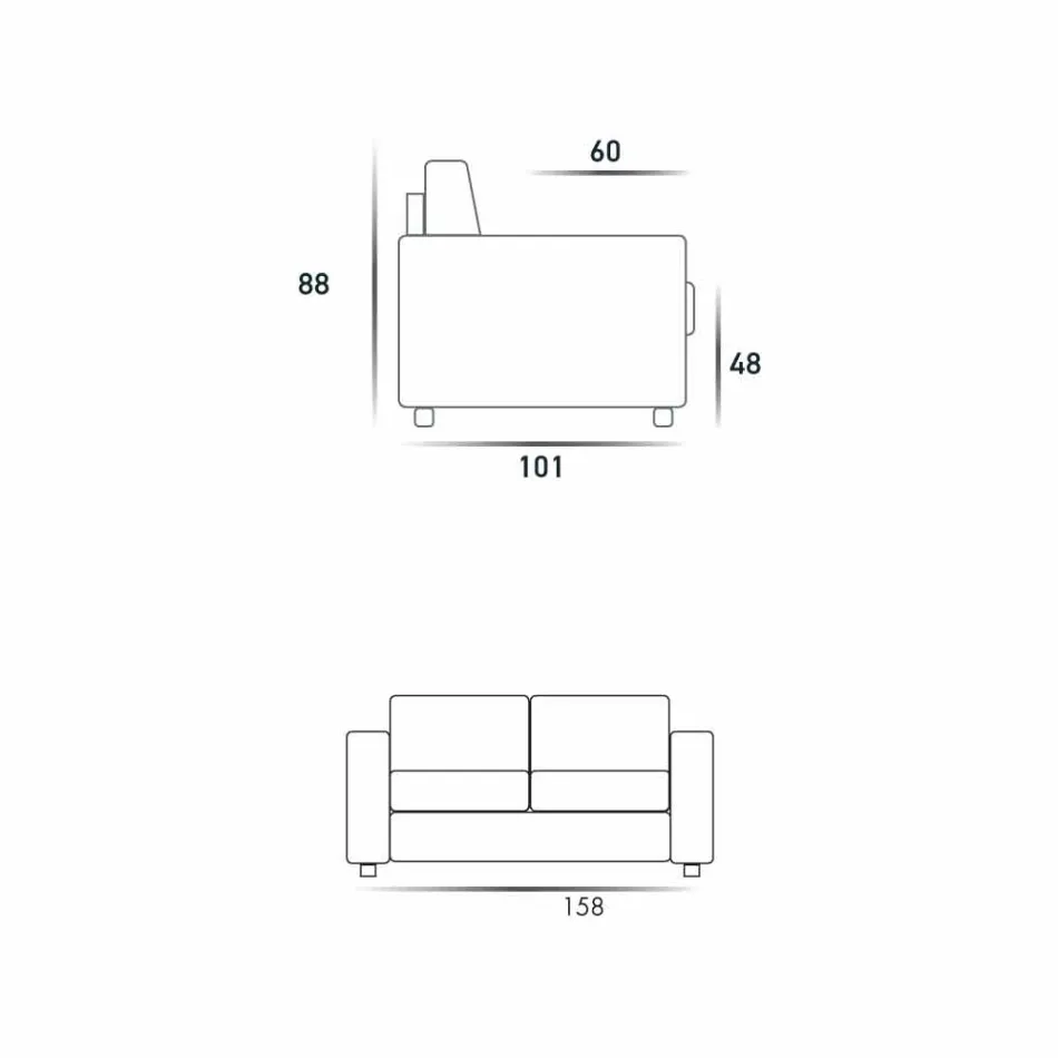 2 seater modern design imitation leather sofa / fabric made in Italy Mora Viadurini