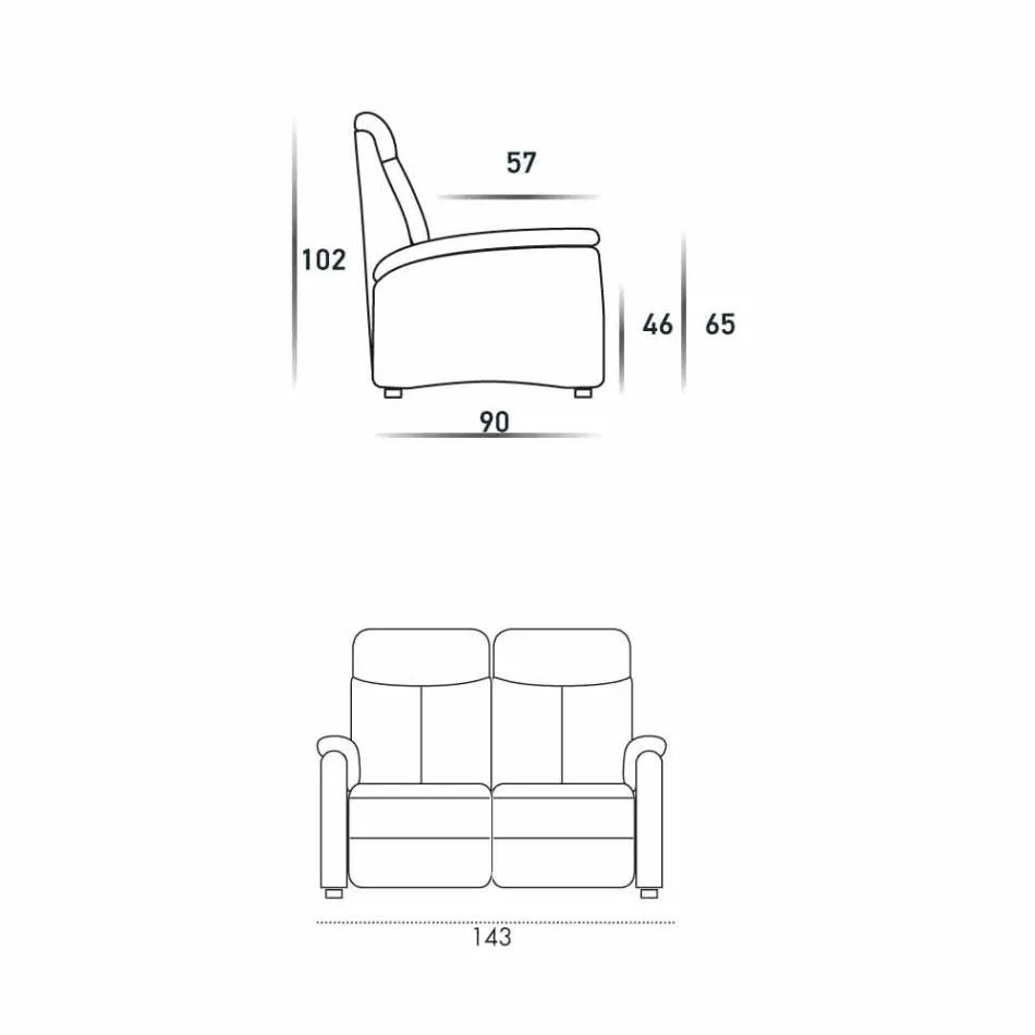 Modern design 2 seater sofa in leather, eco-leather or Gelso fabric Viadurini