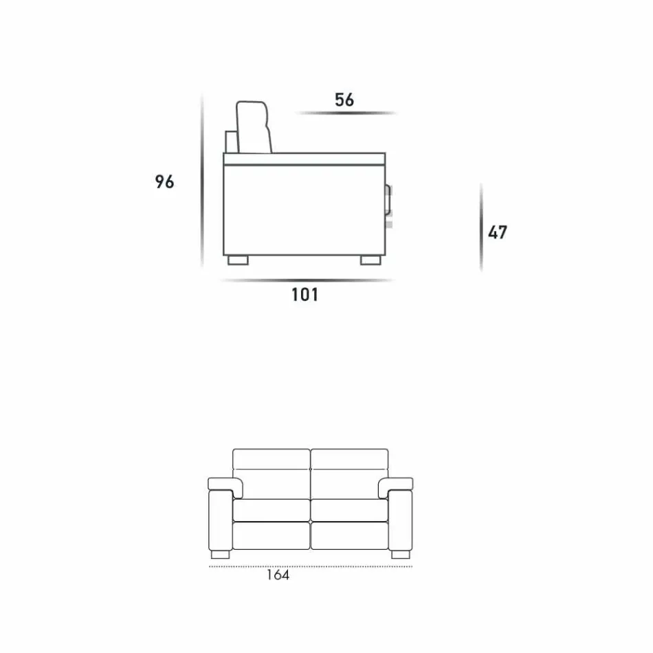 Design 2 seater sofa in fabric or eco-leather Lilia, made in Italy Viadurini