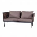 3 Seater Garden Sofa in Aluminium and Rope with Fabric Cushions - Rasti