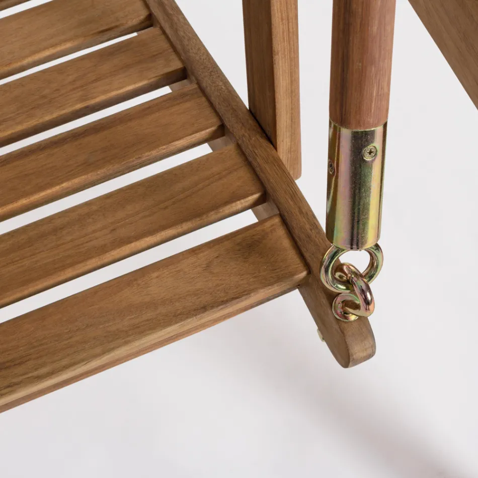 2 Seater Rocking Garden Sofa in Acacia Wood with White Canvas - Roxen Viadurini