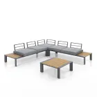 Corner Sofa with Coffee Table for Outdoors and Indoors in Aluminium - Mettre Viadurini
