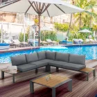 Corner Sofa with Coffee Table for Outdoors and Indoors in Aluminium - Mettre Viadurini