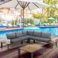 Corner Sofa with Coffee Table for Outdoors and Indoors in Aluminium - Mettre