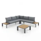 Corner Sofa with Coffee Table for Outdoors and Indoors in Aluminium - Mettre Viadurini
