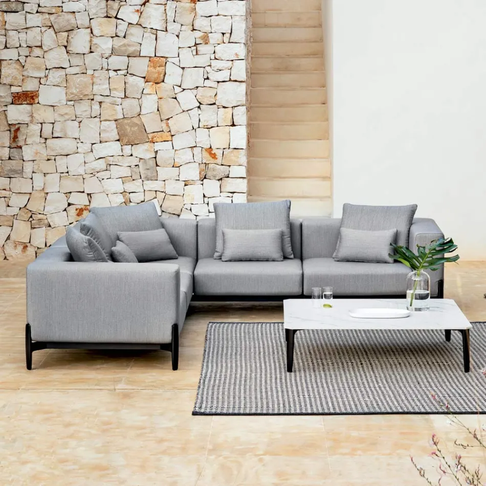 5-Seater Outdoor Corner Sofa in Aluminium 3 Finishes, Luxury - Filomena Viadurini