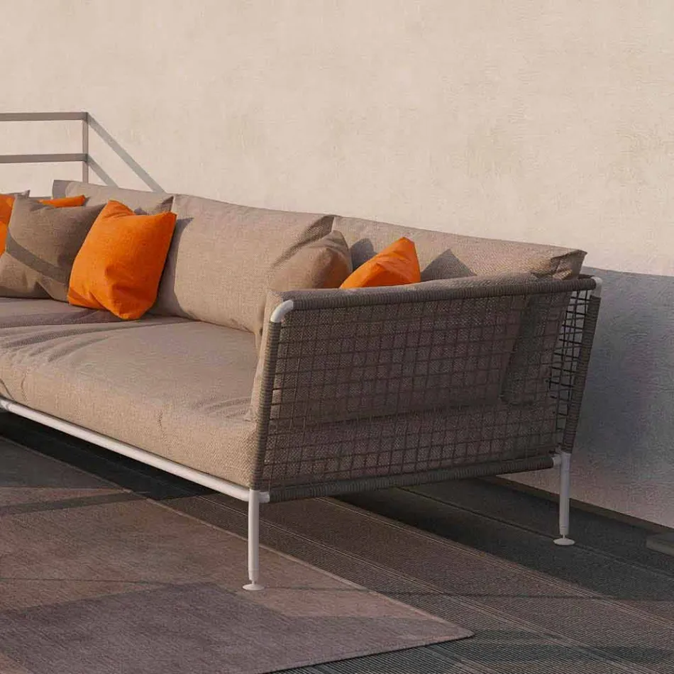 Modern Design Outdoor Corner Sofa in Dove Grey or White Fabric - Ontario3 Viadurini